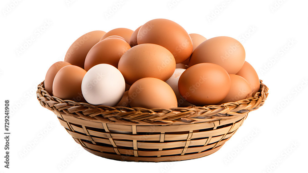 Eggs in a basket isolated, transparent PNG background Eggs in a basket isolated, transparent PNG background