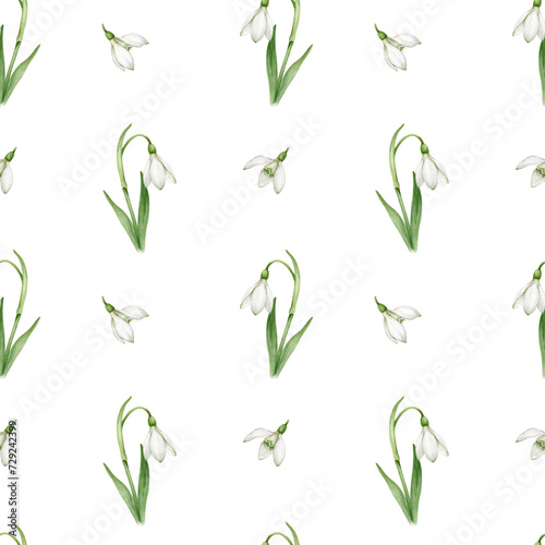 Seamless pattern of watercolor spring flowers. For packaging, textiles and backgrounds