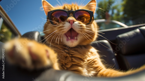 A funny cat in convertible sunny.