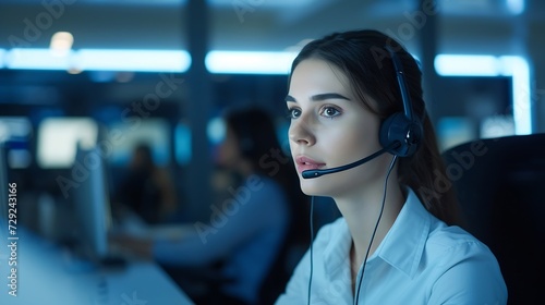 Her display of care in customers is great business. Shot of a female agent working in a call centre. : Generative AI