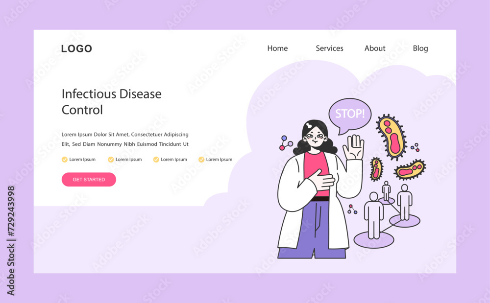 Infectious Disease Control concept. Protecting populations with proactive measures. Halting the spread of pathogens. Flat vector illustration. Infectious Disease Control concept. Protecting populations with proactive measures. Halting the spread of pathogens. Flat vector illustration.