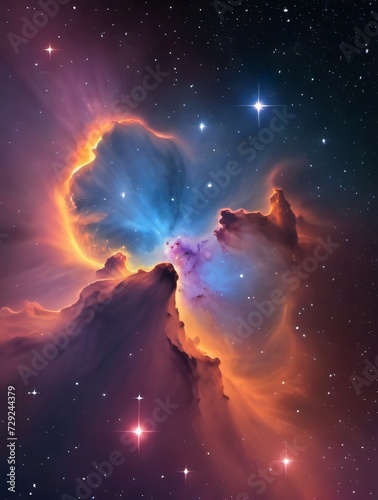 Photo Of Space Background, Colorful Nebula With Stars, Elements Furnished By Nasa, 3D Rendering