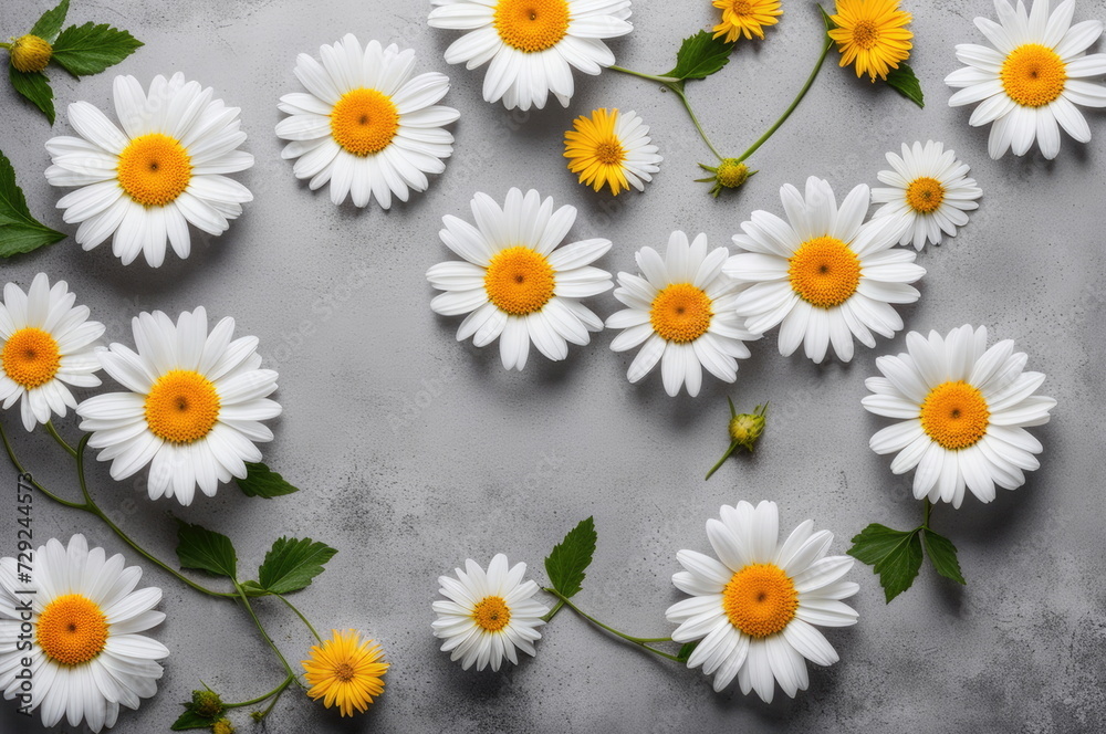 Obraz premium White Daisies on Grey Background