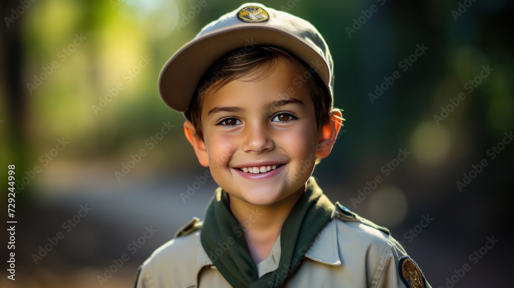 A happy boy scout in uniform. A happy boy scout in uniform.