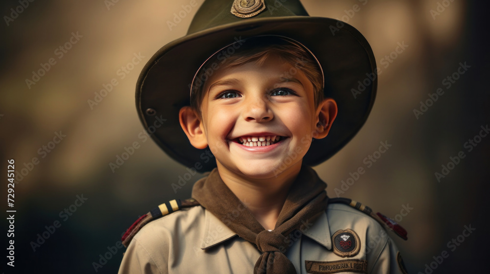A happy boy scout in uniform. A happy boy scout in uniform.