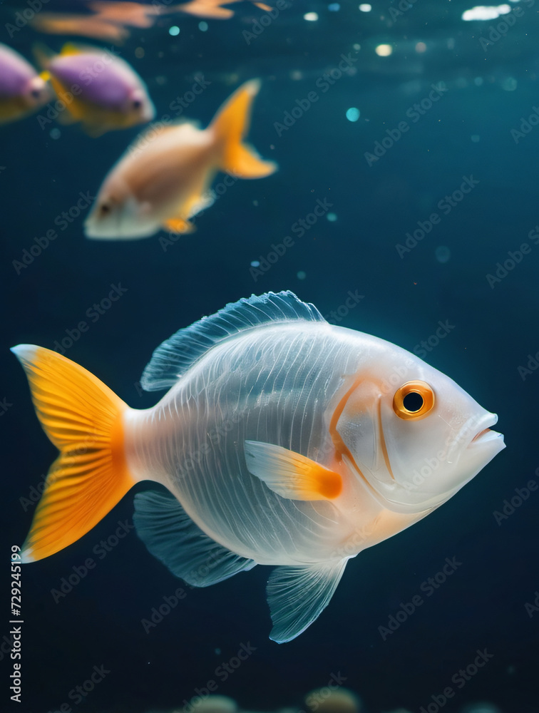 Photo Of Fish Plastic Bottle Shape Floating Underwater, Marine Plastic Pollution Concept, Fish Plastic Pollution In Ocean, Environmental Pollution By Human, Microplastics In Marine Ecosystem
