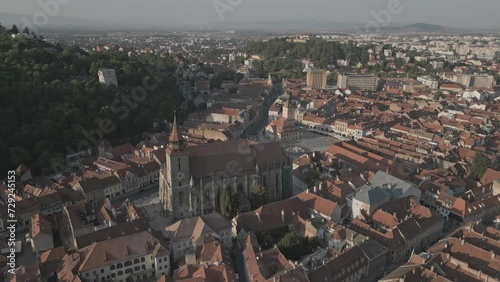 Aerial view of old town center of Brasov, Romania photo