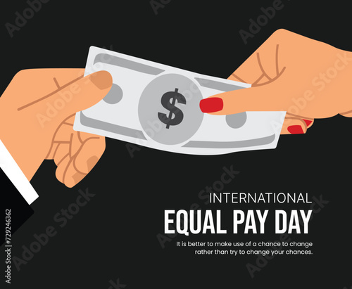 International Equal Pay Day, banner, poster, social media post, vector illustration, awareness, observance, September 18, humanity, equality, diversity, inclusion