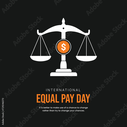 International Equal Pay Day, banner, poster, social media post, vector illustration, awareness, observance, September 18, humanity, equality, diversity, inclusion