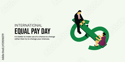 International Equal Pay Day, banner, poster, social media post, vector illustration, awareness, observance, September 18, humanity, equality, diversity, inclusion