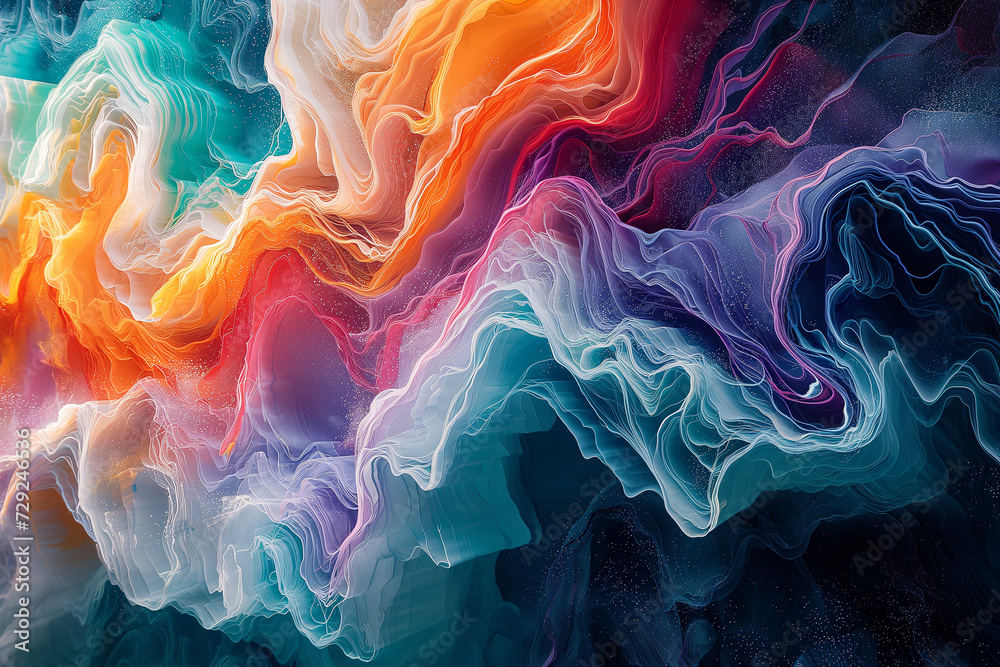 Vibrant colors swirling in futuristic underwater Vibrant colors swirling in futuristic underwater