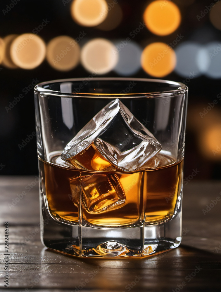 Photo Of Whiskey In A Shot Glass With Ice Photo Of Whiskey In A Shot Glass With Ice