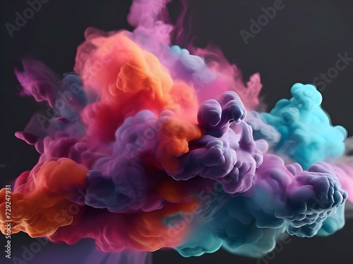 Colorful smoke on black background. Created with Generative AI technology