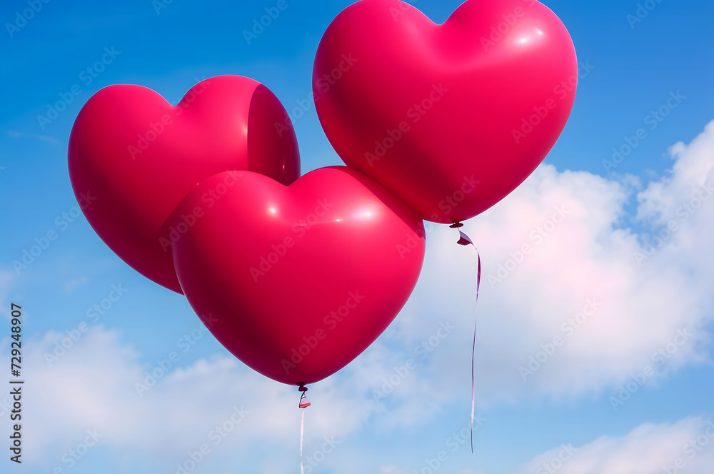 Valentine's day heart shaped balloons, generative AI