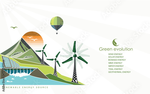 renewable energy concept of the green evolution