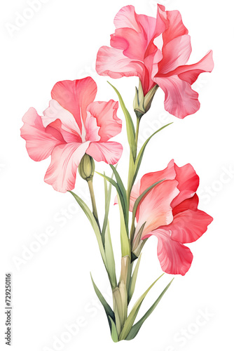 Watercolor Gladiolus PNG clipart, August Birth Month Flower