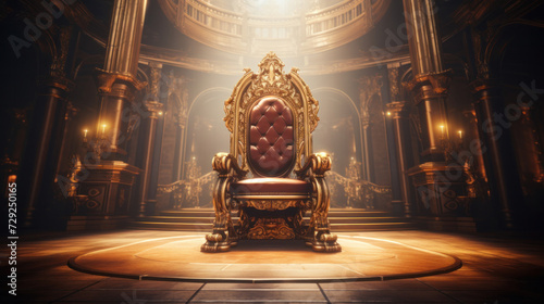 A golden chair in the throne room.