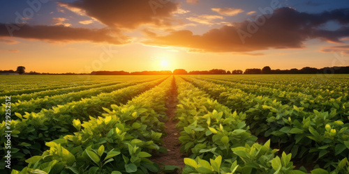 Agricultural, soy plantation on field. photo