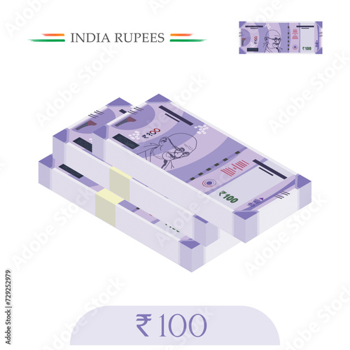 India Currency Rupees 100 Notes