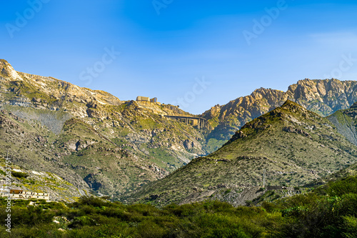 Landscape view of Mountains with bridge from the valley, from Al Hada , Taif ,Saudi Arabia