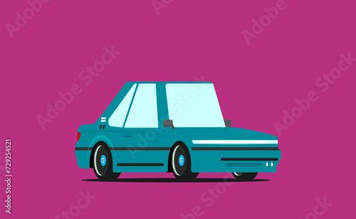 Flat vector illustration of electric car charging at the charger station.