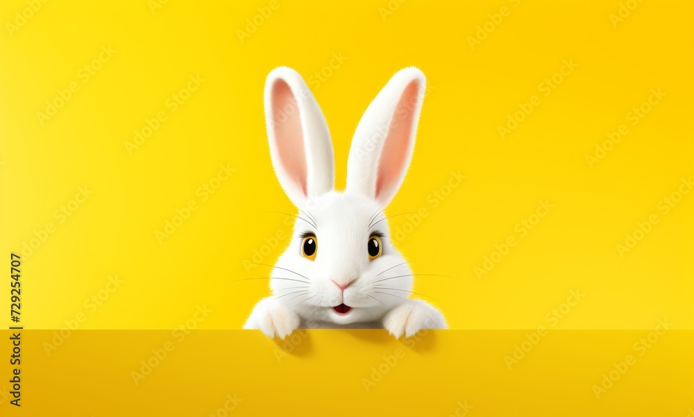 happy easter with cute rabbit on yellow background happy easter with cute rabbit on yellow background