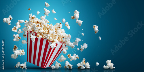 popcorn in the cinema,Savor the Moment Popcorn on Blue background 