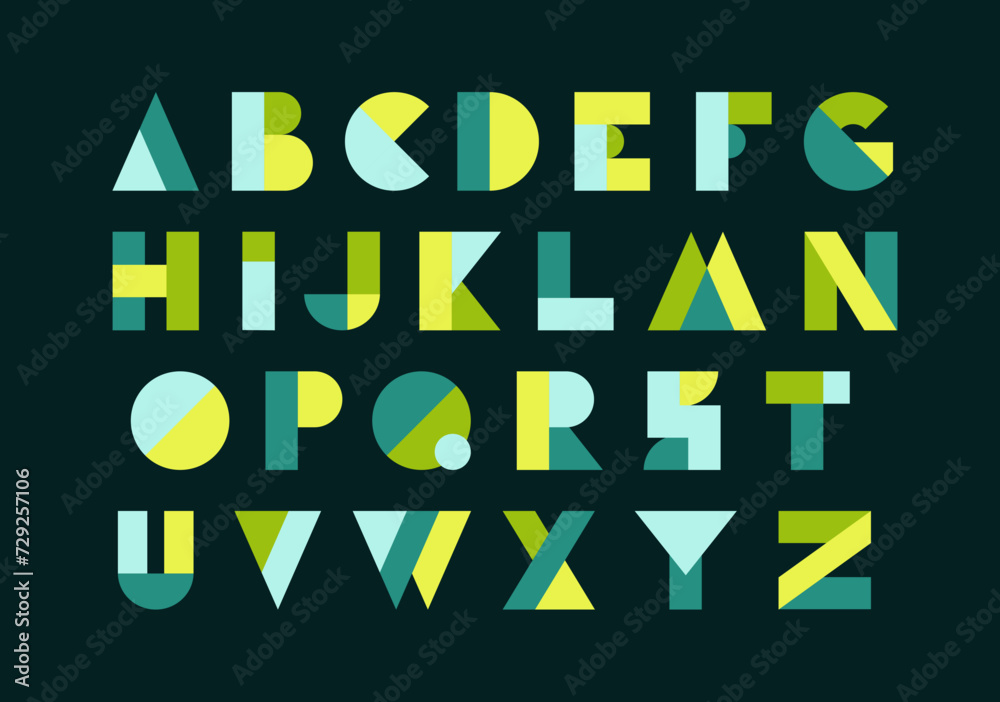 Typography font with geometric alphabet. Typography font with geometric alphabet.