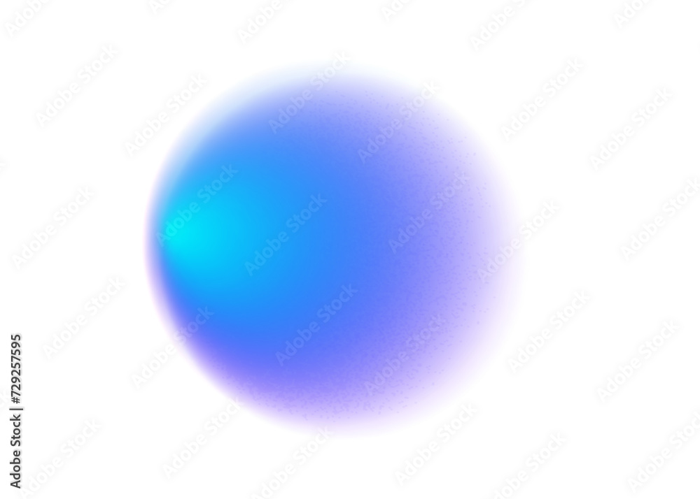 Blue neon circle gradient noise gradation. Abstract color watercolor blur mesh shape on white background. Gradient aura, grain neon blob with noise effect vector illustration.