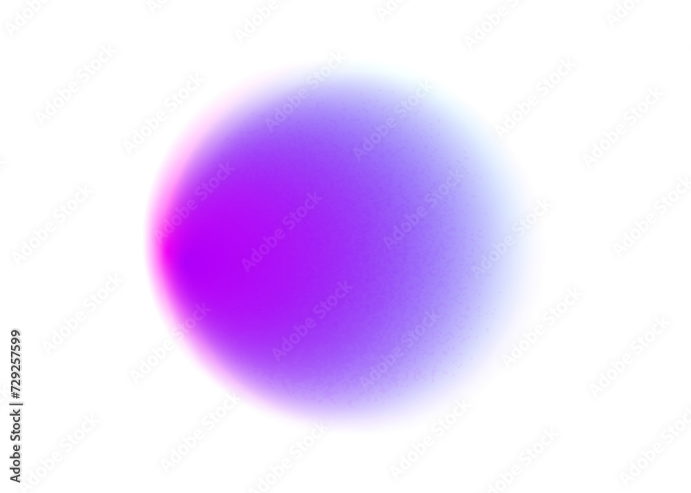 Purple circle gradient noise gradation. Abstract color watercolor blur mesh shape on white background. Gradient aura, grain neon blob with noise effect vector illustration.