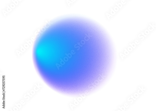 Blue neon circle gradient noise gradation. Abstract color watercolor blur mesh shape on white background. Gradient aura  grain neon blob with noise effect vector illustration.