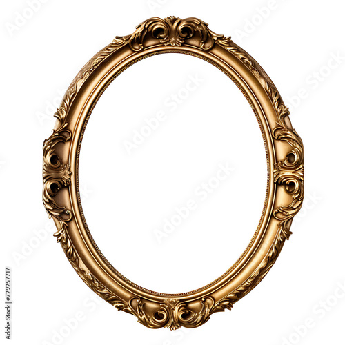 Golden frame – isolated object on transparent background