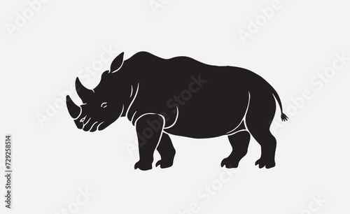 rhino silhouette isolated on white