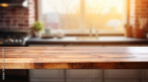 Wooden Table On Blurred Background