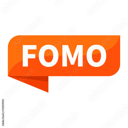 FOMO Text In Orange Ribbon Rectangle Shape For Fear Of Missing Out Information Promotion Business Marketing Social Media Announcement
