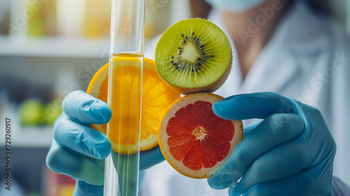 Cientista analisando resultados de frutas photo