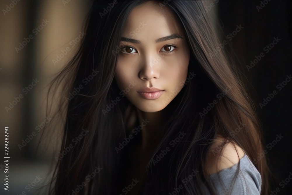 A beautiful girl modern mixed european asian, long black hair A beautiful girl modern mixed european asian, long black hair