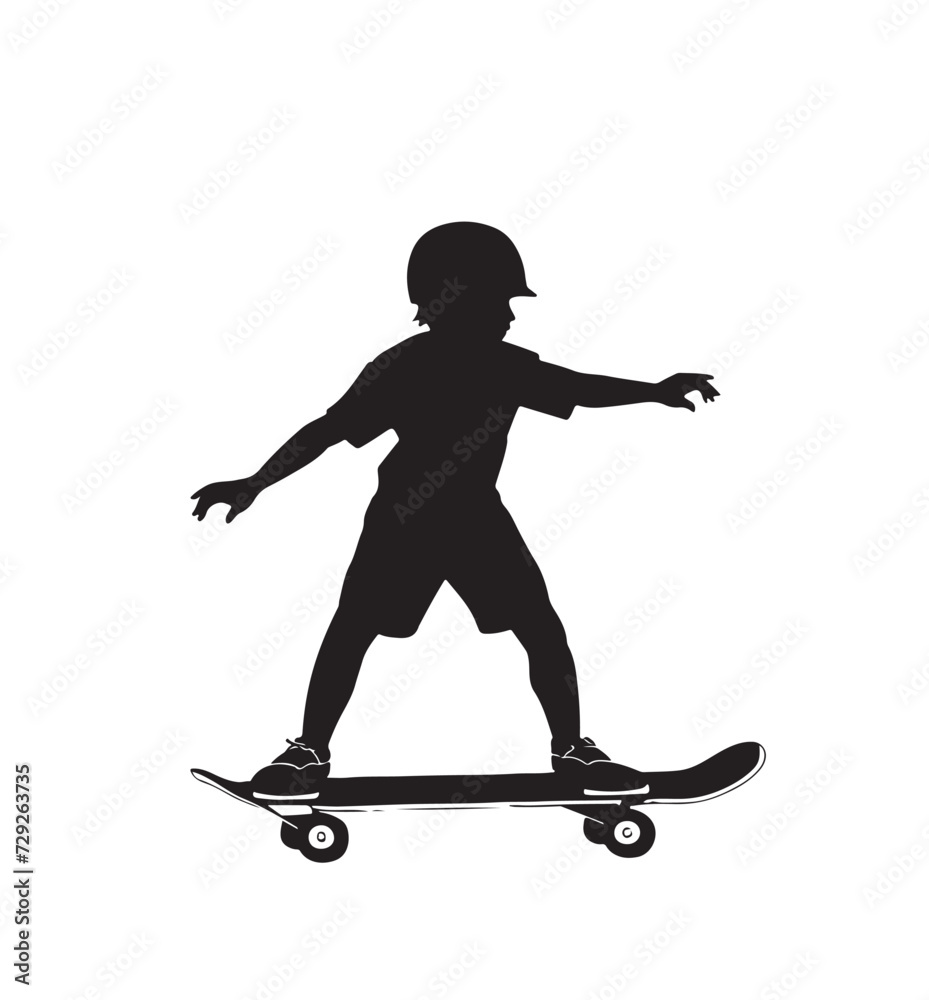silhouette of a boyon a skateboard