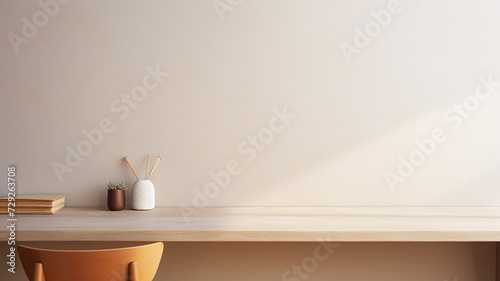desk in front of wall minimalist light