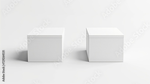 Mockup of two white boxes