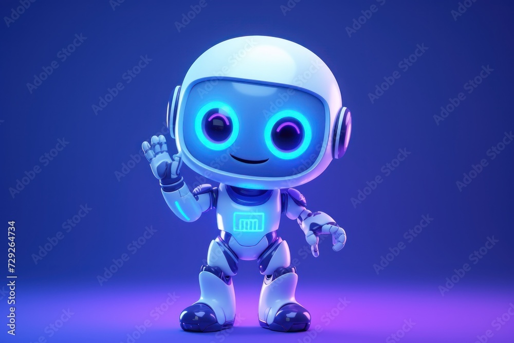 A positively white smiling robot against a spaceful background, showcasing the bright side of futuristic technology. A positively white smiling robot against a spaceful background, showcasing the bright side of futuristic technology.