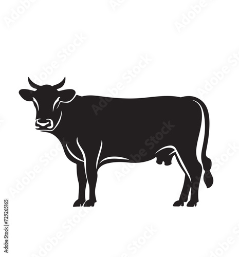 Silhouette cow isolated on white