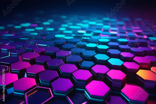 Vivid Hexagonal Fractal Background For Futuristic Technology Concepts In Electric Colors