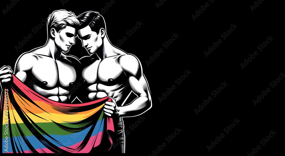 Gay couple isolated in black Gay couple isolated in black