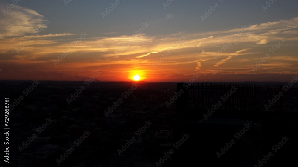 Sunset in the clouds over Curitiba, Brazil