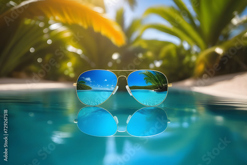 Sunglasses on the beach on a sunny day © D