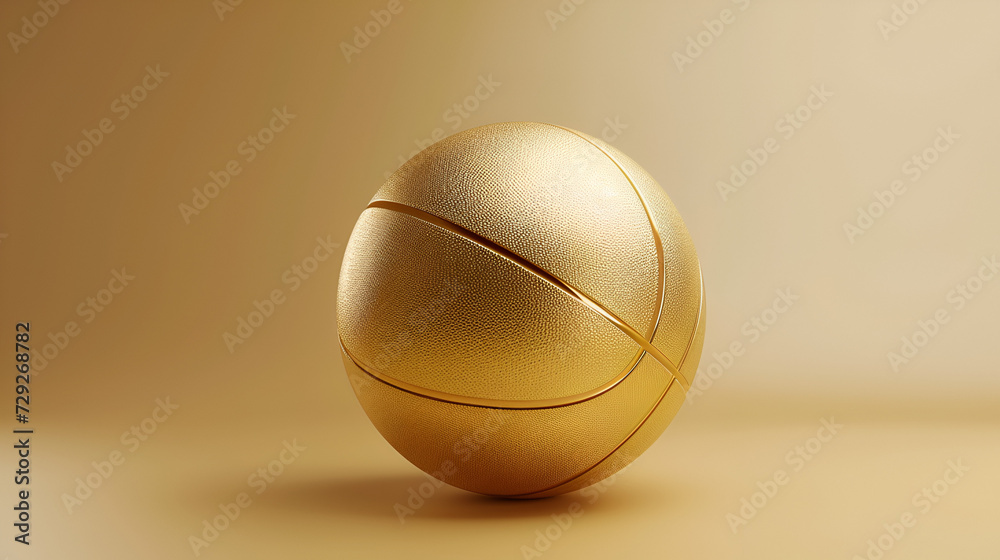 3d realistic golden basket ball.Gold basketball ball. copy space, generative ai