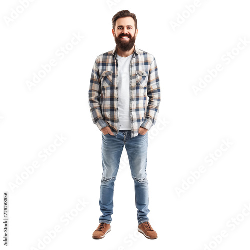Full length shot of handsome happy beard young man