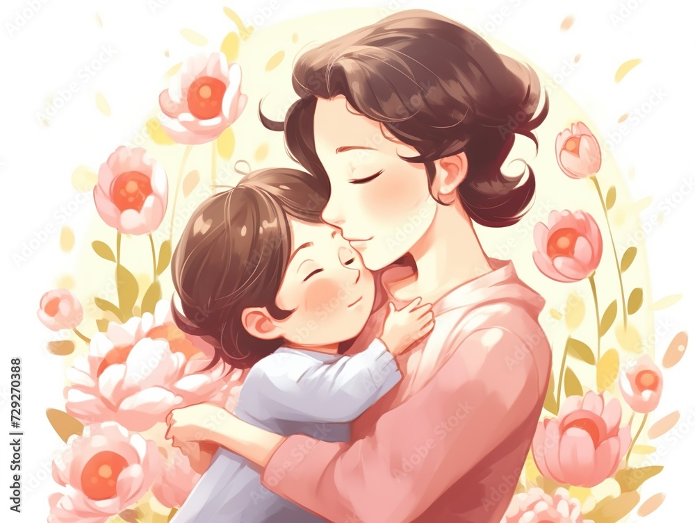 hand drawn flat illustration of happy mother's day hand drawn flat illustration of happy mother's day