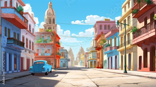 3D cartoon, empty background, La Havana Cuba